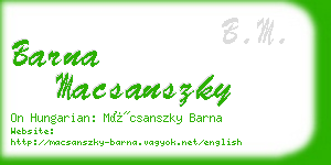 barna macsanszky business card